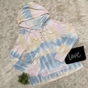 Boutique Tie Dye Hooded Top 💗 Pink Blue Yellow & White